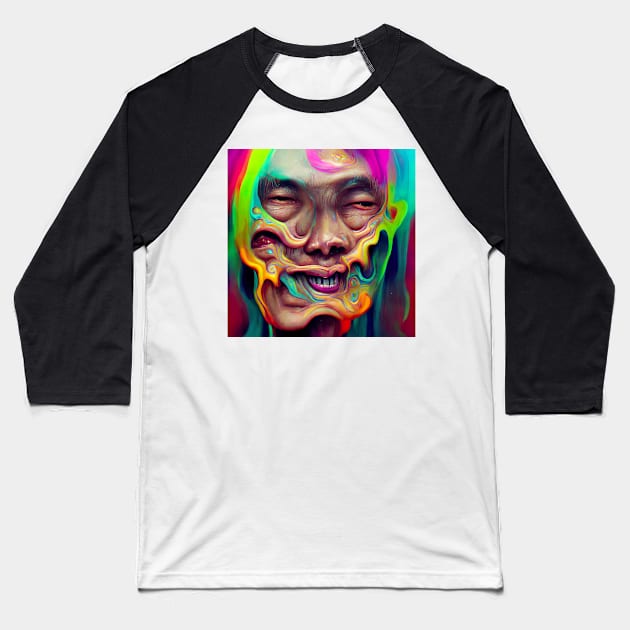 Trippy Smile Baseball T-Shirt by Minelauvart